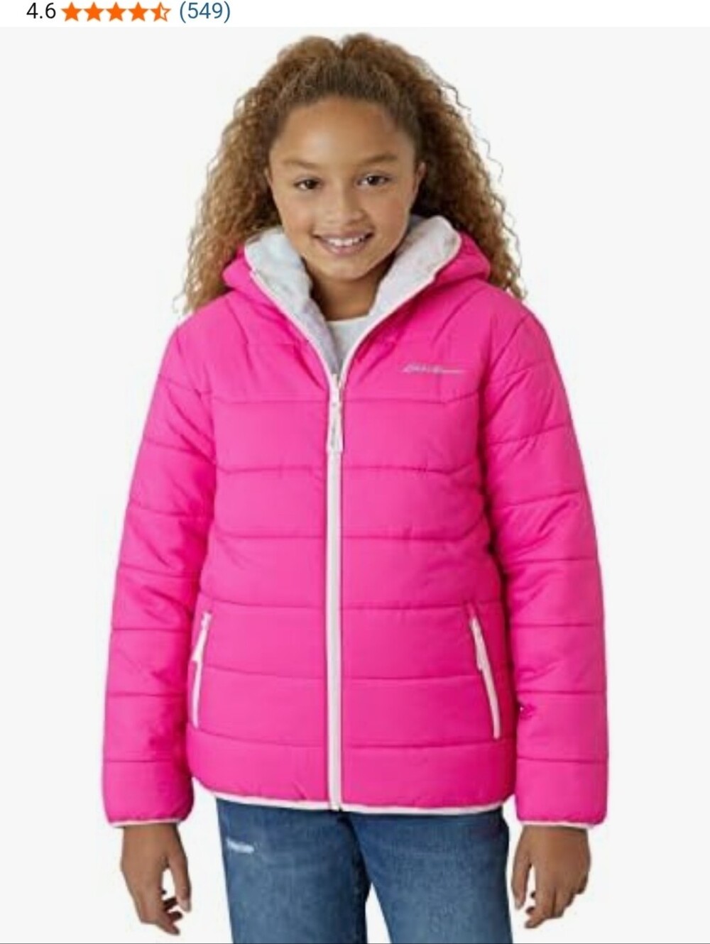 Eddie Bauer Kids Fuchsia  Reversible Puffer Jacket